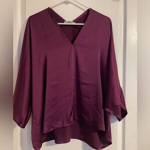 The Reset R Label Purple Satin Blouse Size XL Silky Soft Quiet Luxury Minimalist